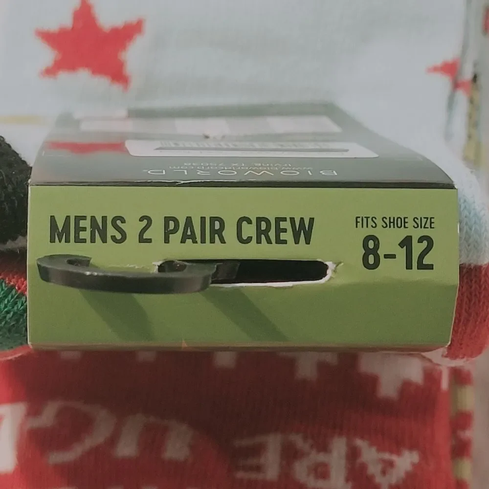 Bioworld Grinch Crew Socks 2 Pair Christmas Mens Sock Size 10-13 Shoes 8-12 New